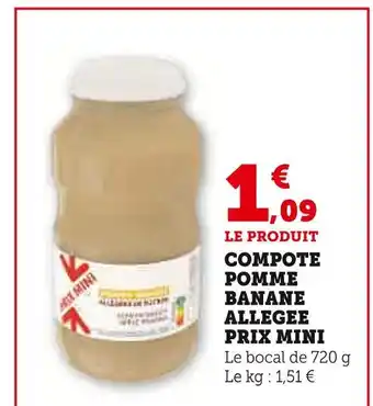 Super U Prix Mini Compote Pomme Banane Allégée offre