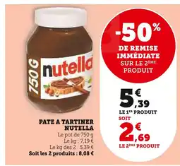 Super U NUTELLA Pate a Tartiner offre