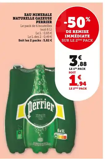 Super U PERRIER Eau Minérale Naturelle Gazeuse offre