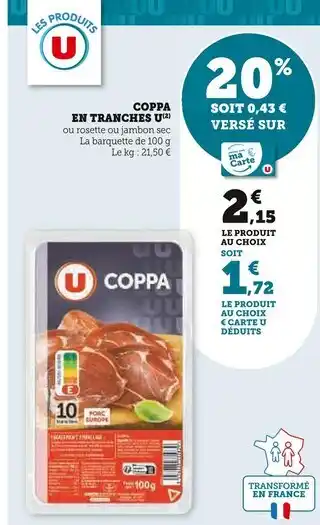 Super U U Coppa en tranches offre