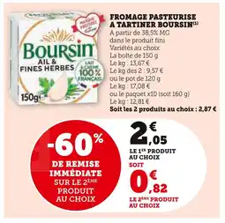 Super U Boursin Fromage pasteurisé à tartiner offre