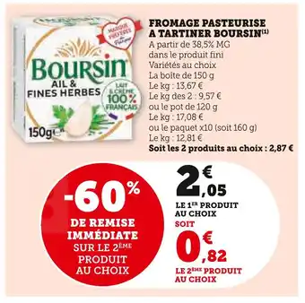 Super U Boursin Fromage pasteurisé à tartiner offre