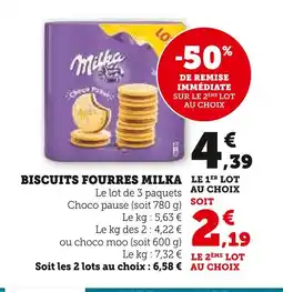 Super U Milka Biscuits fourrés offre