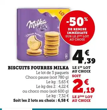 Super U Milka Biscuits fourrés offre