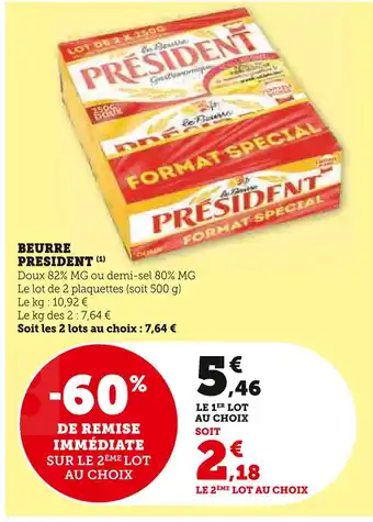 Super U PRESIDENT Beurre offre