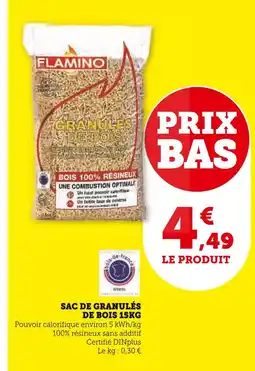 Super U FLAMINO Sac de granulés de bois 15kg offre