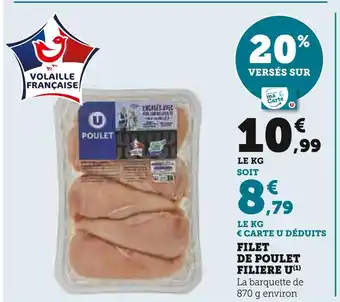 Super U FILIERE U Filet de poulet offre