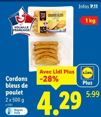 Lidl Toque Chef Cordons bleus de poulet offre