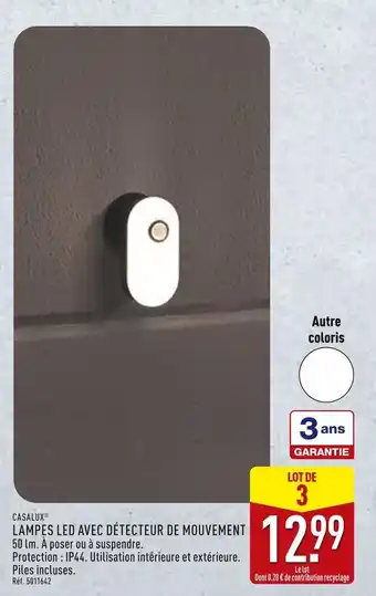 ALDI CASALUX Lampes led avec détecteur de mouvement offre