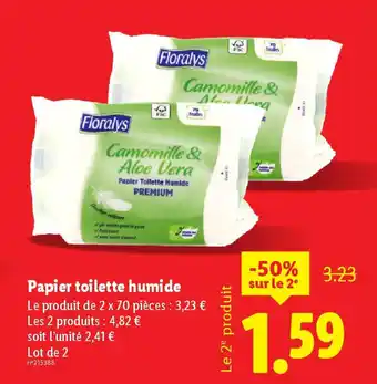 Lidl Papier toilette humide offre