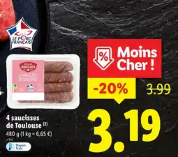 Lidl 4 saucisses de toulouse offre