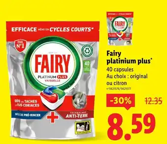 Lidl Fairy Fairy platinium plus offre