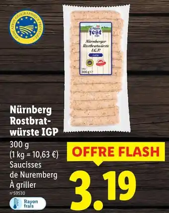 Lidl Alpen fest Saucisse de Numbreg IGP à griller offre