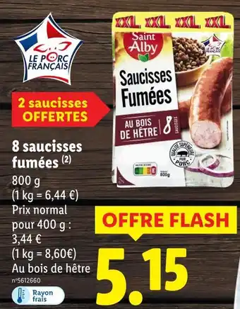 Lidl SAINT ALBY Saucisses Fumées offre