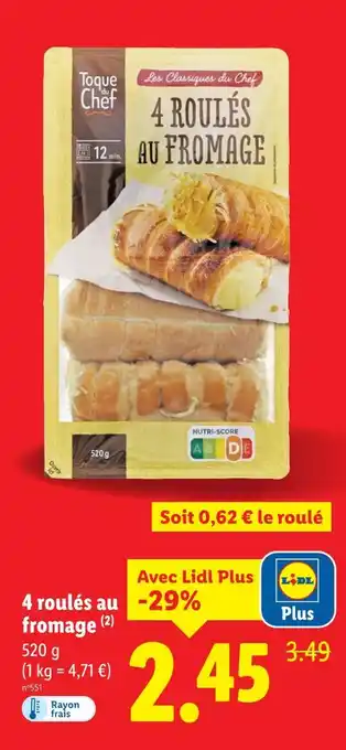 Lidl TOQUE DU CHEF 4 roulés au fromage offre