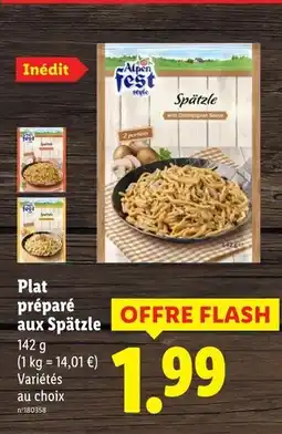 Lidl ALPEN FEST Plat préparé aux spätzle offre