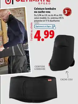 Lidl ULTIMATE SPEED Ceinture lombaire ou cache-cou offre