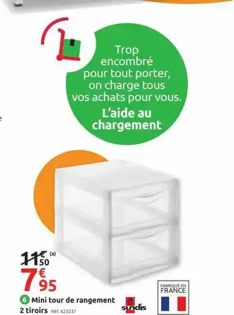 Mr Bricolage Mini Tour De Rangement 2 Tiroirs offre