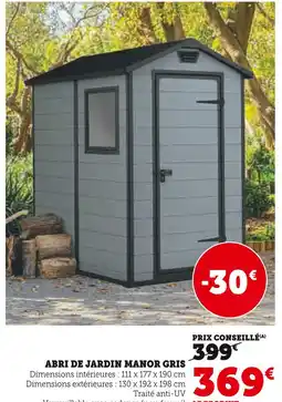 Super U Abri de jardin manor gris offre