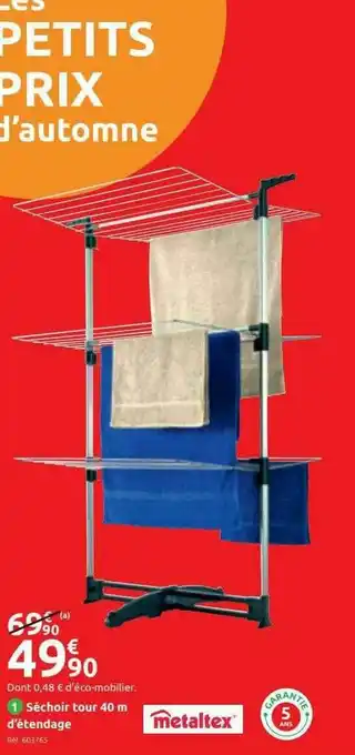 Mr Bricolage Séchoir Tour 40 M D'étendage Metaltex offre
