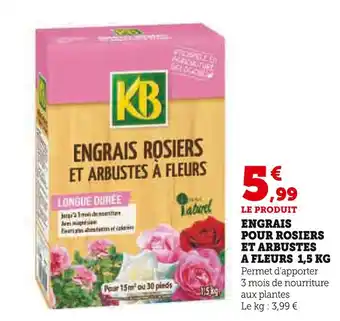 Super U KB Engrais pour rosiers et arbustes à fleurs offre