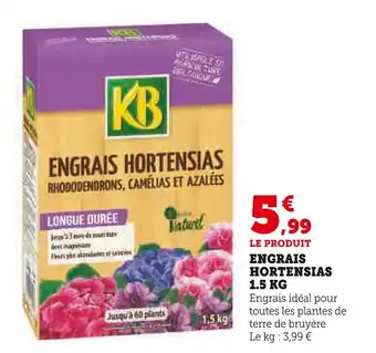 Super U KB Engrais hortensias 1.5 kg offre