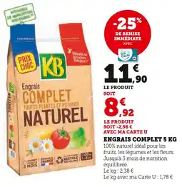 Super U KB Engrais Complet Naturel offre