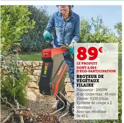 Super U Broyeur de végétaux filaire offre