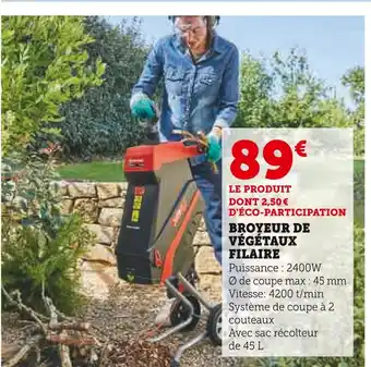 Super U Broyeur de végétaux filaire offre