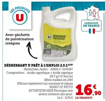 Super U U Désherbant prêt à l'emploi 2.5 l(A)(B) offre