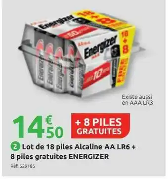 Mr Bricolage Lot De 18 Piles Alcaline Aa Lr6 + 8 Piles Gratuites Energizer offre