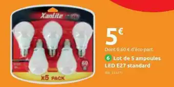 Mr Bricolage Lot De 5 Ampoules Led E27 Standard offre