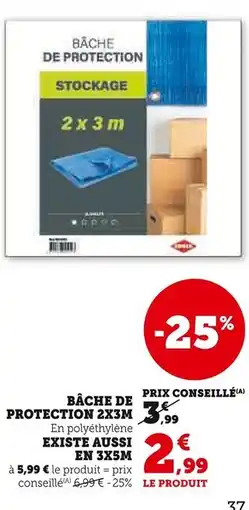 Super U Bâche de protection 2x3m offre