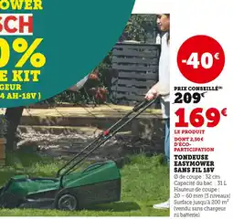 Super U Tondeuse easymower sans fil 18v offre