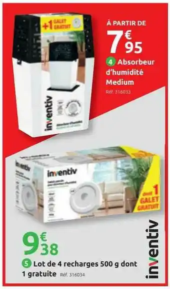 Mr Bricolage Absorbeur D'humidité Medium, Lot De 4 Recharges 500 G Dont 1 Gratuite Inventiv offre