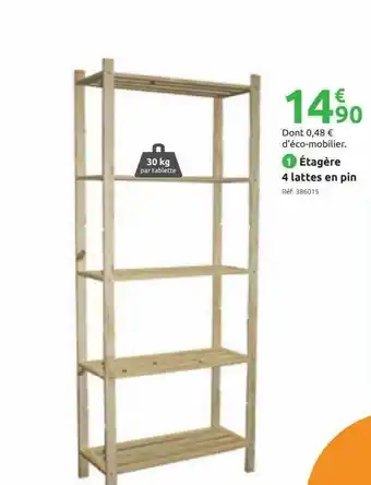 Mr Bricolage étagère 4 Lattes En Pin offre