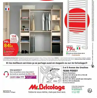 Mr Bricolage Aménagement Dressing Acacia 2 Modules C, Sèche-serviettes Fluide 500 W Thomson offre