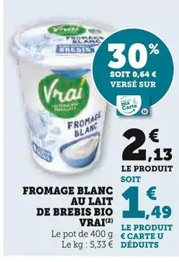 U Express Vrai Fromage blanc au lait de brebis bio offre