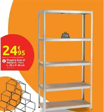 Mr Bricolage étagère Bois Et Métal H. 176 X L. 90 X P. 40 Cm offre