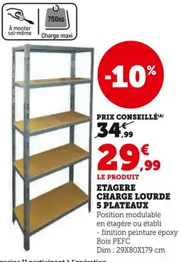 Super U Etagere charge lourde 5 plateaux offre