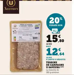 U Express U Saveurs Terrine de Campagne offre