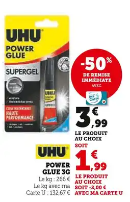 Super U UHU Power glue supergel offre