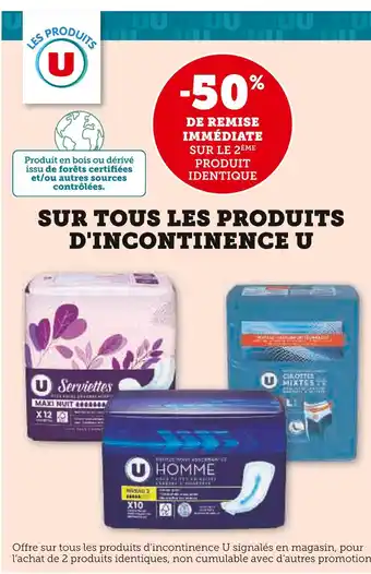 U Express U -50% de remise immédiate sur le 2ème produit identique offre