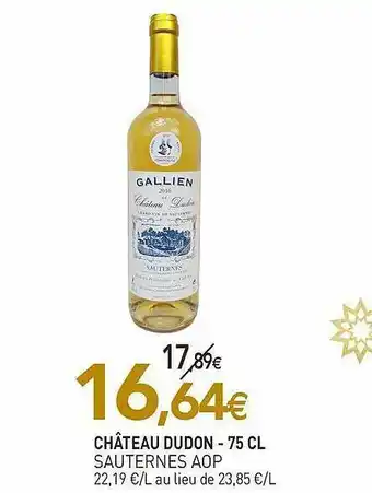 naturéO Château Dudon - 75 Cl Sauternes Aop offre