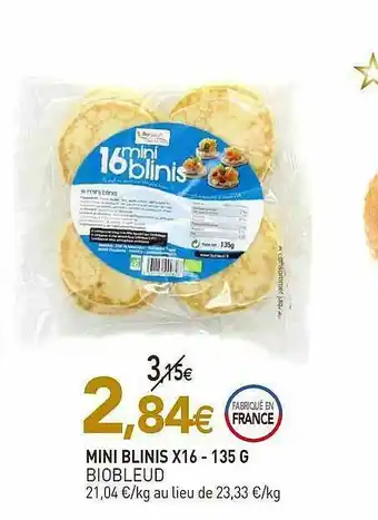 naturéO Mini Blinis X16 - 135 G Biobleud offre