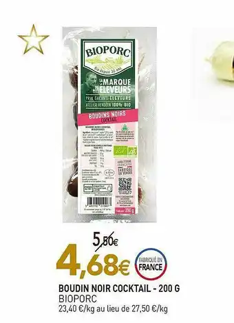 naturéO Boudin Noir Cocktail Bioporc - 200 G offre