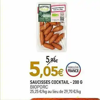 naturéO Saucisses Cocktail - 200g Bioporc offre