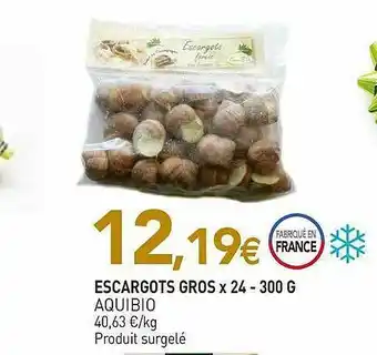 naturéO Escargots Gros Aquibio X24 300g offre