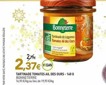 Tartinade Tomates Ail Des Ours Bonneterre - 140 G