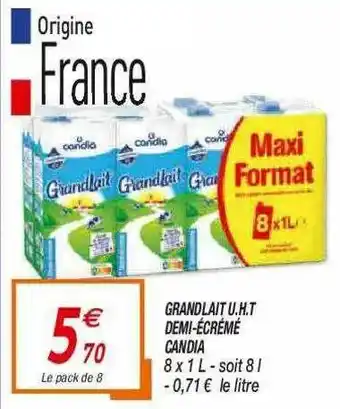 Netto Grand Lait U.h.t. Demi-écrémé Candia offre